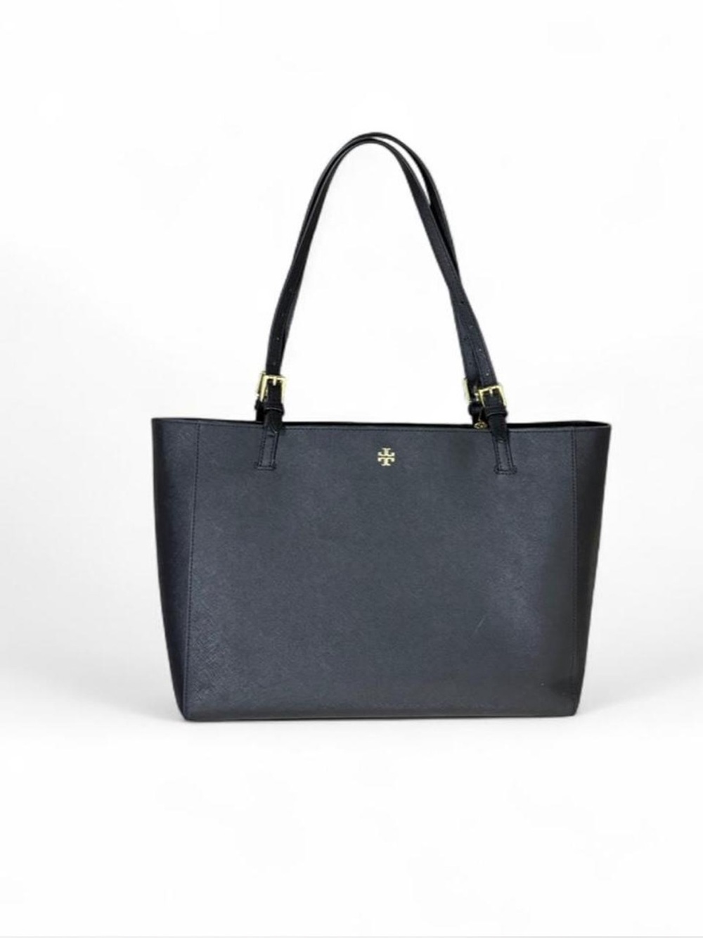Tory Burch Black Leather Logo Tote